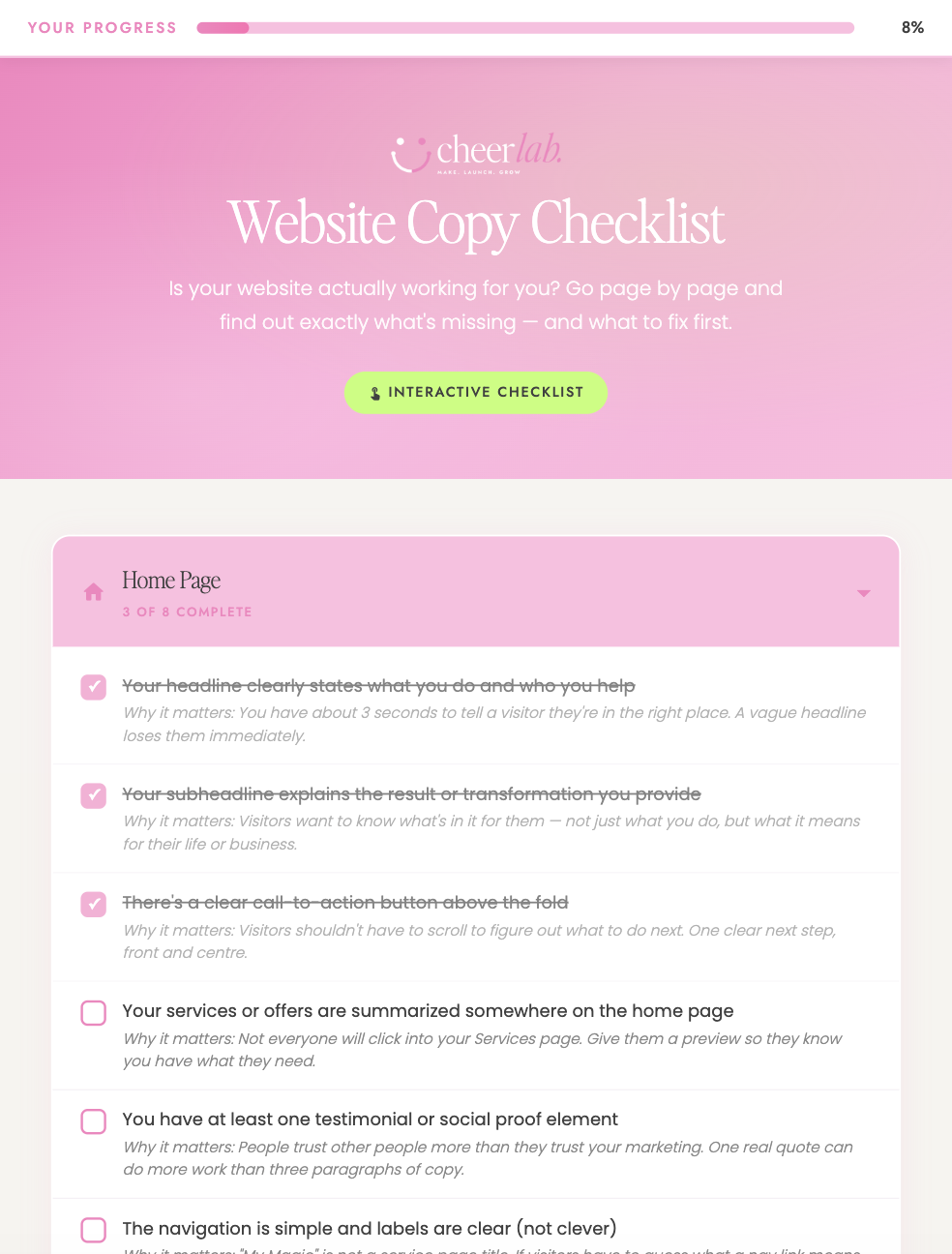 Website Copy Checklist preview